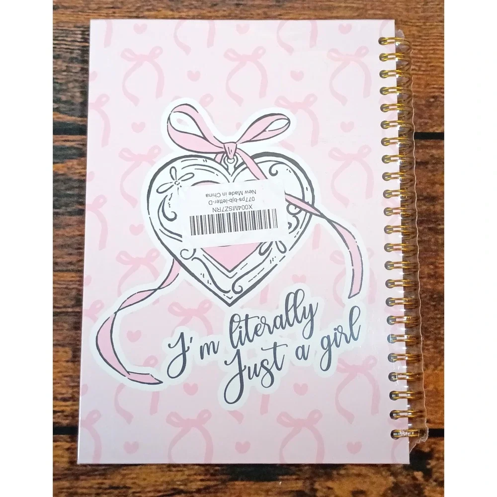 Pink Coquette Bow Initial D Spiral Notebook I'm Literally Just A Girl Journal